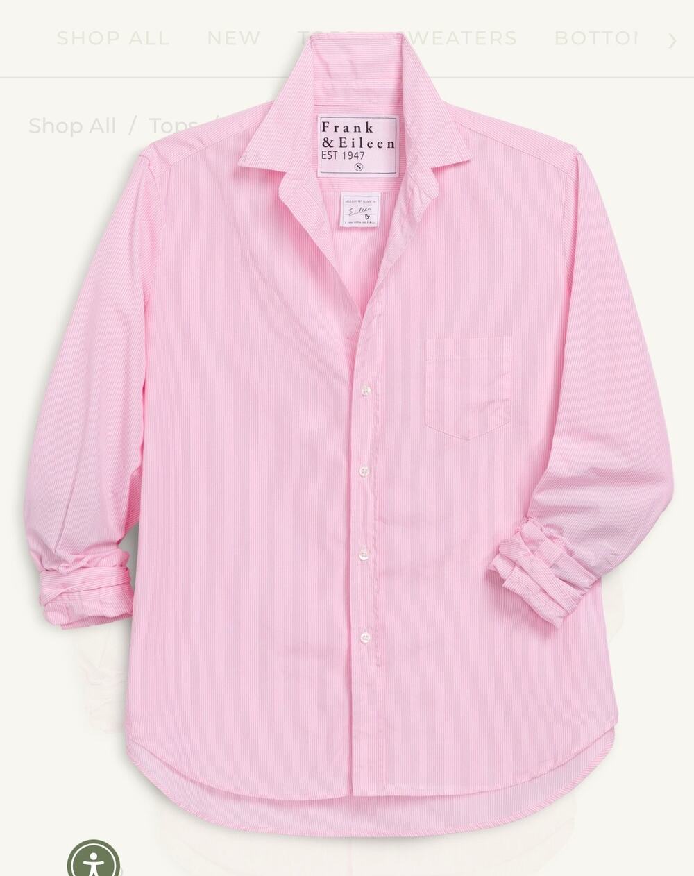 Frank & Eileen Pink Stripe Button Up Shirt Cotton Womens Size Small